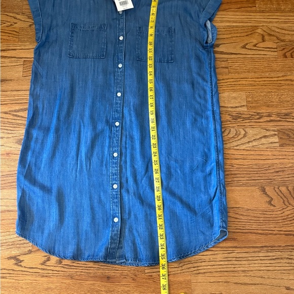 Wonderly Blue Mini Shirt Dress Notched Collar Casual - Picture 8 of 8